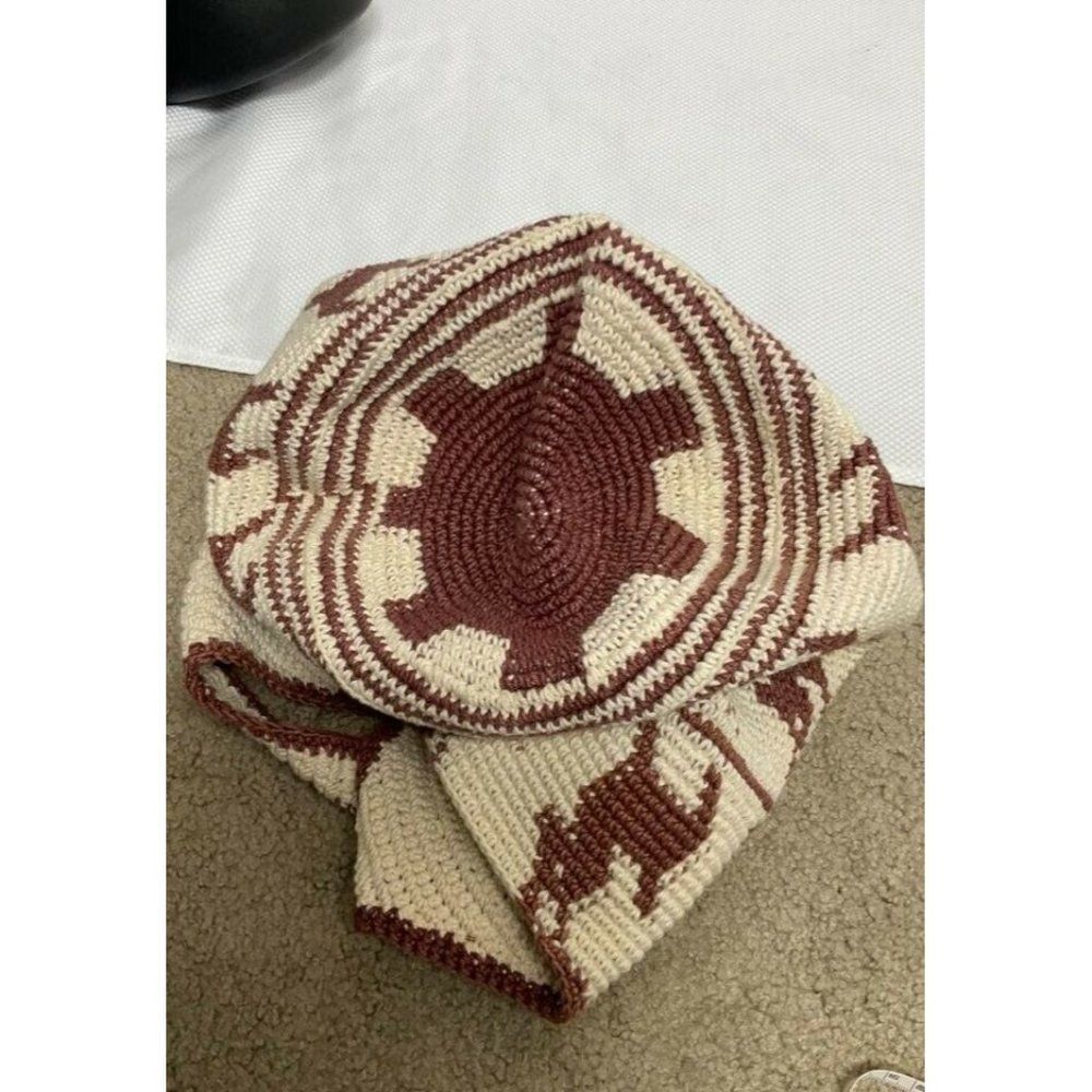 REINDEER Crocket Knit Unusual Boho Western Bucket Shoulder Bag Rare Handmade - Picture 4 of 6
